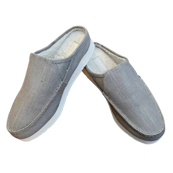 SPERRY Taupe Moc-Sider Mule Hemp Clogs Faux Fur Lining Men Slip On Comfort 8 NWT - Picture 13 of 15